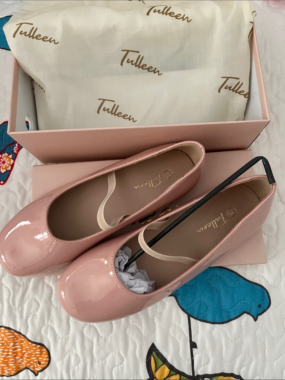 Tulle Patent Ballet Flats in Pink